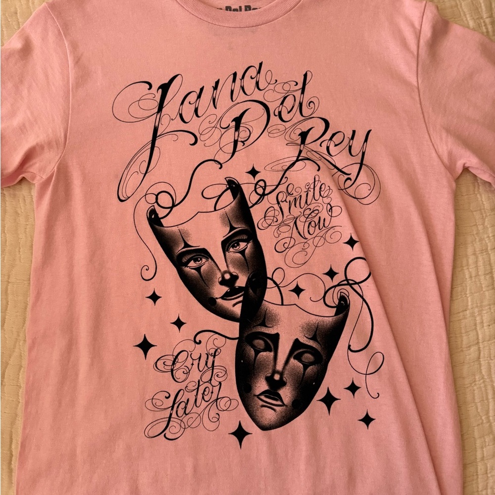 Lana Del Rey Pink Graphic T-Shirt with Mask Design